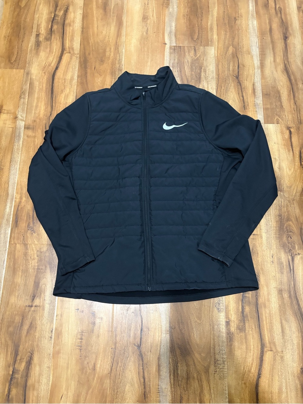 Nike Black Men's Quilted Performance Hybrid Jacket with Reflective Swoosh
